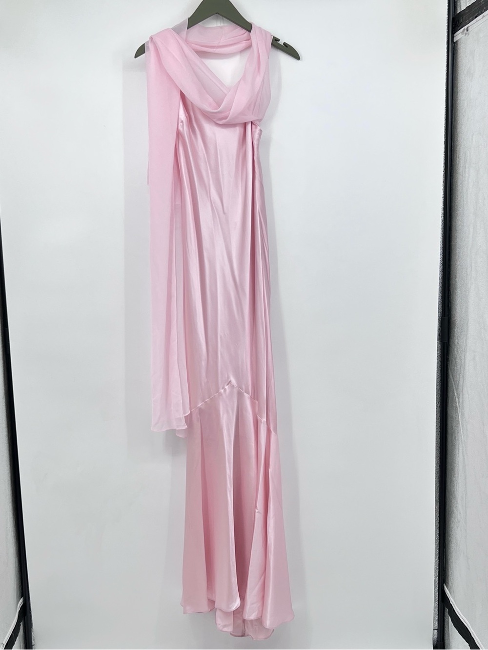 Tiffani Silk Dress CHERRY BLOSSOM 2 Elegant Pink Silk Evening Gown with Capelet - Picture 9 of 10